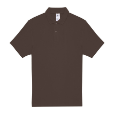 B&amp;C rövid ujjú kétgombos unisex pamut galléros póló O06, Brown-2XL férfi póló