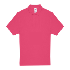 B&amp;C rövid ujjú kétgombos unisex pamut galléros póló O06, Fuchsia-XL férfi póló