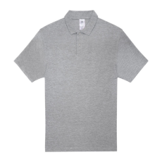 B&C rövid ujjú kétgombos unisex pamut galléros póló O06, Heather Grey-M