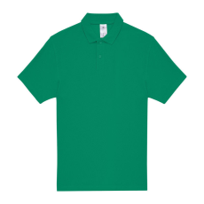 B&C rövid ujjú kétgombos unisex pamut galléros póló O06, Kelly Green-XS
