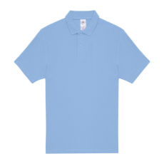 B&C rövid ujjú kétgombos unisex pamut galléros póló O06, Light Blue-L