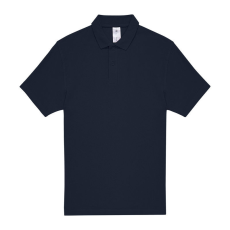 B&C rövid ujjú kétgombos unisex pamut galléros póló O06, Navy-2XL