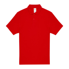 B&C rövid ujjú kétgombos unisex pamut galléros póló O06, Red-XL