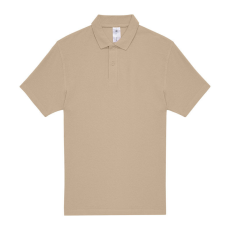 B&C rövid ujjú kétgombos unisex pamut galléros póló O06, Sand-4XL