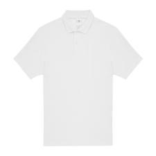 B&amp;C rövid ujjú kétgombos unisex pamut galléros póló O06, White-4XL férfi póló
