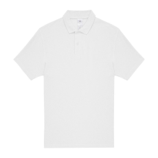B&C rövid ujjú kétgombos unisex pamut galléros póló O06, White-L
