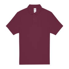 B&amp;C rövid ujjú kétgombos unisex pamut galléros póló O06, Wine-3XL férfi póló