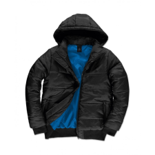 B and C Férfi kapucnis hosszú ujjú kabát B and C Superhood/men Jacket XL, Fekete/Kobalt férfi kabát, dzseki