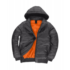 B and C Férfi kapucnis hosszú ujjú kabát B and C Superhood/men Jacket XL, Sötét Szürke/Neon Narancs férfi kabát, dzseki