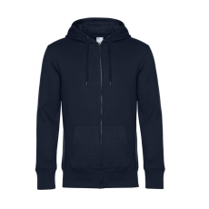 B and C Férfi kapucnis hosszú ujjú pulóver B and C KING Zipped Hooded XS, Sötétkék (navy)