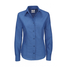 B and C Női hosszú ujjú blúz B and C Oxford LSL/women Shirt 2XL, kék Chip