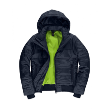 B and C Női kapucnis hosszú ujjú kabát B and C Superhood/women Jacket XL, Sötétkék/Neon Zöld női dzseki, kabát