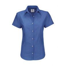 B and C Női rövid ujjú blúz B and C Oxford SSL/women Shirt 4XL, kék Chip