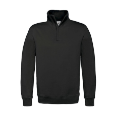 B and C Uniszex pulóver hosszú ujjú B&C 1/4 Zip Sweat - WUI22 - M, Fekete