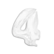  B&C White, Fehér 4-es szám fólia lufi 92 cm party kellék