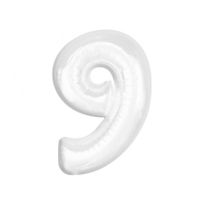 B&C White, Fehér 9-es szám fólia lufi 92 cm party kellék