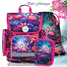 BAAGL flamingós iskolatáska csatos SZETT - Pink Flamingos iskolatáska