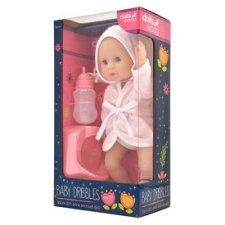  Baba, 30 cm fürdethető, fürdőköpenyben, bilivel, cumisüveggel baba