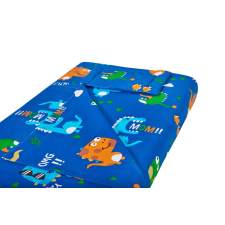 Baba ágynemű, SomnART, lepedő 60x120x10 gumival, paplan 80x110, alacsony párna 20x35, Dinoszauruszok babaágynemű, babapléd