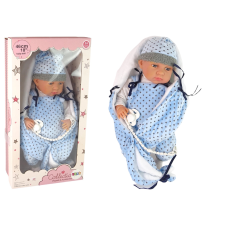 Baba baba 46 cm kék cumis csillagos pokróccal baba