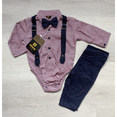  Baba kisfiú elegáns szett, bordó-sötétkék, 74