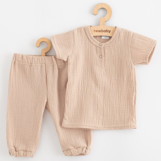  Baba muszlin szett póló és nadrág New Baby beige, vel. 68 (4-6 h)