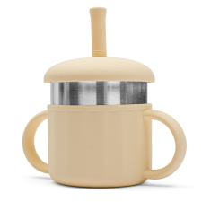  Baba szilikon pohár 2in1 New Baby bézs színben babaétkészlet