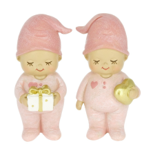  Baba szívvel ajándékkal álló poly rószaszín M10,5cm dekorációs kellék