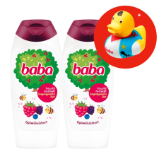 Baba Tusfürdő Gyümölcsöskert 2x400ml + Ajándék Gumikacsa kozmetikai ajándékcsomag