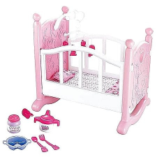  Babaágy - fehér-rózsaszín 52 x 39 x 51 cm (02461) játékbaba felszerelés