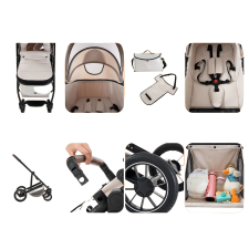  Babakocsi, 3-in-1 sokoldalú kialakítás, ötpontos biztonsági öv, sötétzöld babakocsi