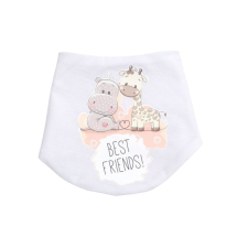 Babastar Pamut baba nyálkendő mintás - Fehér - "Best Friends" Barack babasapka, sál