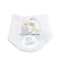 Babastar Pamut baba nyálkendő mintás - Fehér - "Best Friends" Kék babasapka, sál