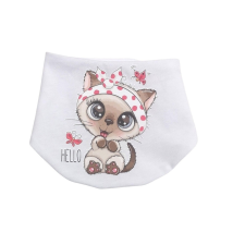 Babastar Pamut baba nyálkendő mintás - Fehér - "Hello" Cica Pöttyös fejpánttal babasapka, sál