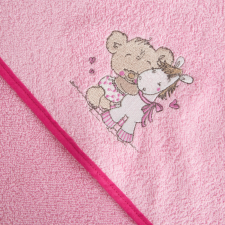  Baby43 maci pónival kapucnis gyerek törölköző Rózsaszín 100x100 cm lakástextília