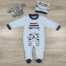 Baby Annora Kék zebrás rugdalózó, sapkával rugdalózó