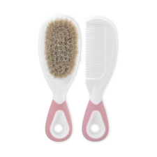 Baby Care Fésű és hajkefe természetes sörtékkel - blush pink babaápolási kellék