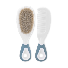 Baby Care Fésű és hajkefe természetes sörtékkel - moonlight blue babafésű