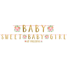 Baby Floral Baby Sweet Baby Girl papír felirat 2 részes party kellék