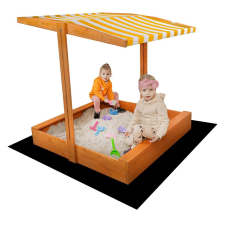 BABY MIX Fa homokozó árnyékoló tetővel Baby Mix 120x120 cm sárga-fehér homokozójáték