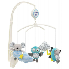 Baby Mix plüss forgó zenélő - egér bagoly és süni bébijáték kiságyra