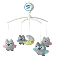 BABY MIX Zenélő forgó - Bagoly - szürke bébijáték kiságyra