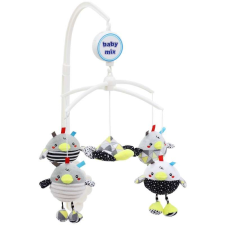 BABY MIX Zenélő forgó - Madárka - szürke bébijáték kiságyra