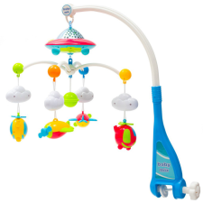 BABY MIX zenélő-forgó projektoros távirányítóval Repülő és helikopter bébijáték kiságyra