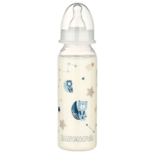 Baby-Nova éjszakai cumisüveg M-es szilikon cumival 240 ml - maci cumisüveg