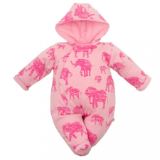 BABY SERVICE Meleg baba kezeslábas kapucnival Baby Service Elefánt rózsaszín babakabát, overál, bundazsák