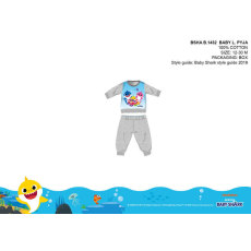  Baby Shark baba pizsama - jersey pamut pizsama - szürke - 80