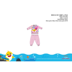  Baby Shark baba pizsama - jersey pamut pizsama - világosrózsaszín - 86