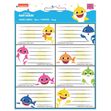  Baby Shark Füzetcímke - 16 db-os, Iskolakezdéshez füzetcímke