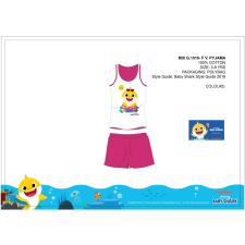  Baby Shark nyári ujjatlan gyerek pizsama - pamut pizsama - pink gyerek hálóing, pizsama